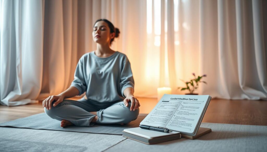 Persona compara ejercicios guiados de mindfulness antes de practicar Persona compara ejercicios guiados de mindfulness antes de practicar